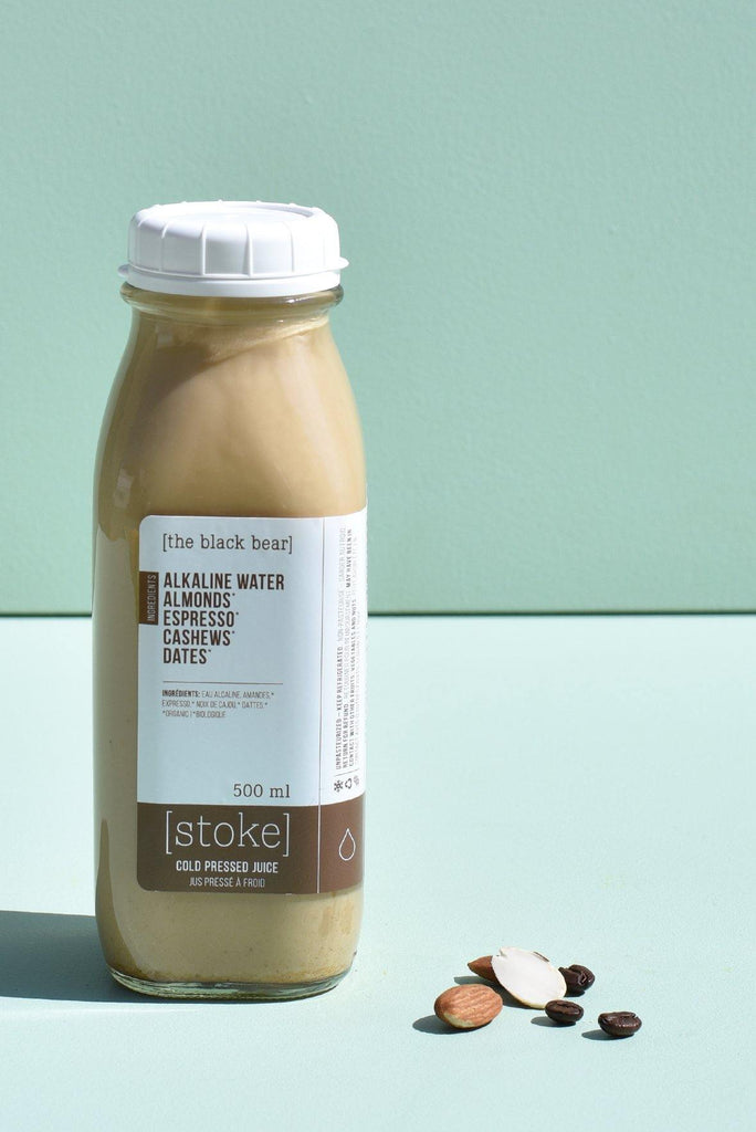[ the black bear ] cold pressed juice - nut milk - with almonds and cashews