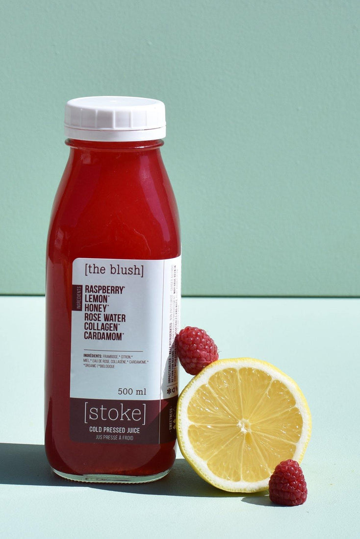 [ the blush ] cold pressed juice with collagen and raspberry