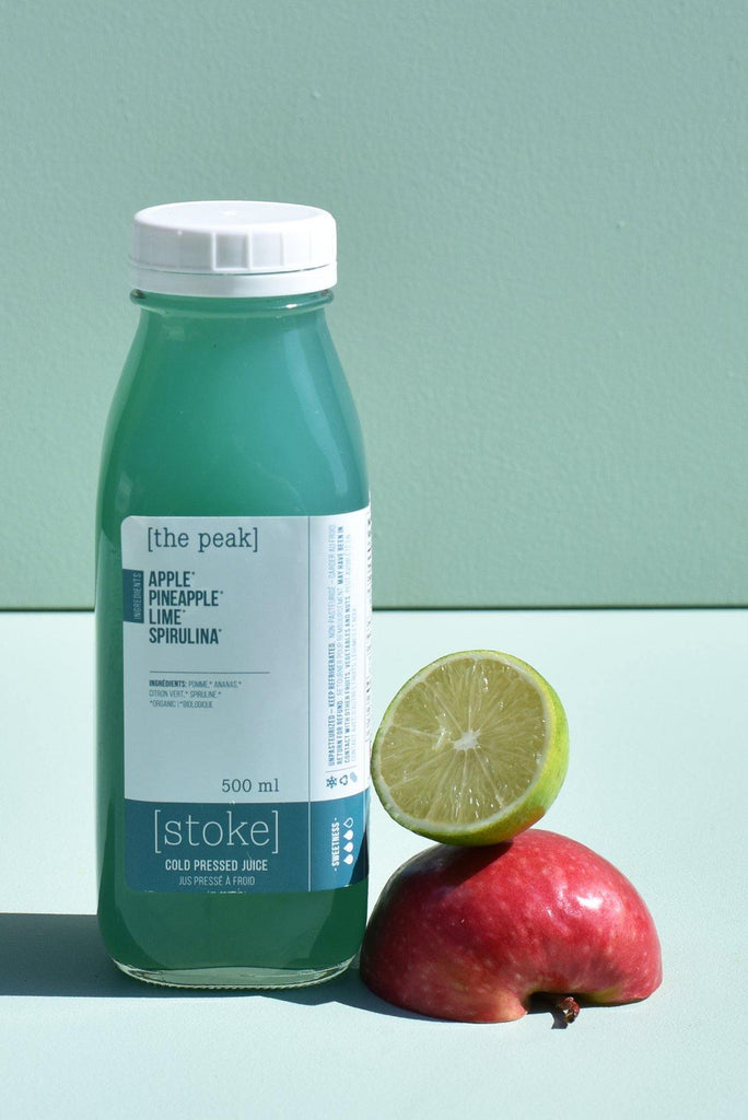 [ the peak ] cold pressed juice with pineapple and spirulina