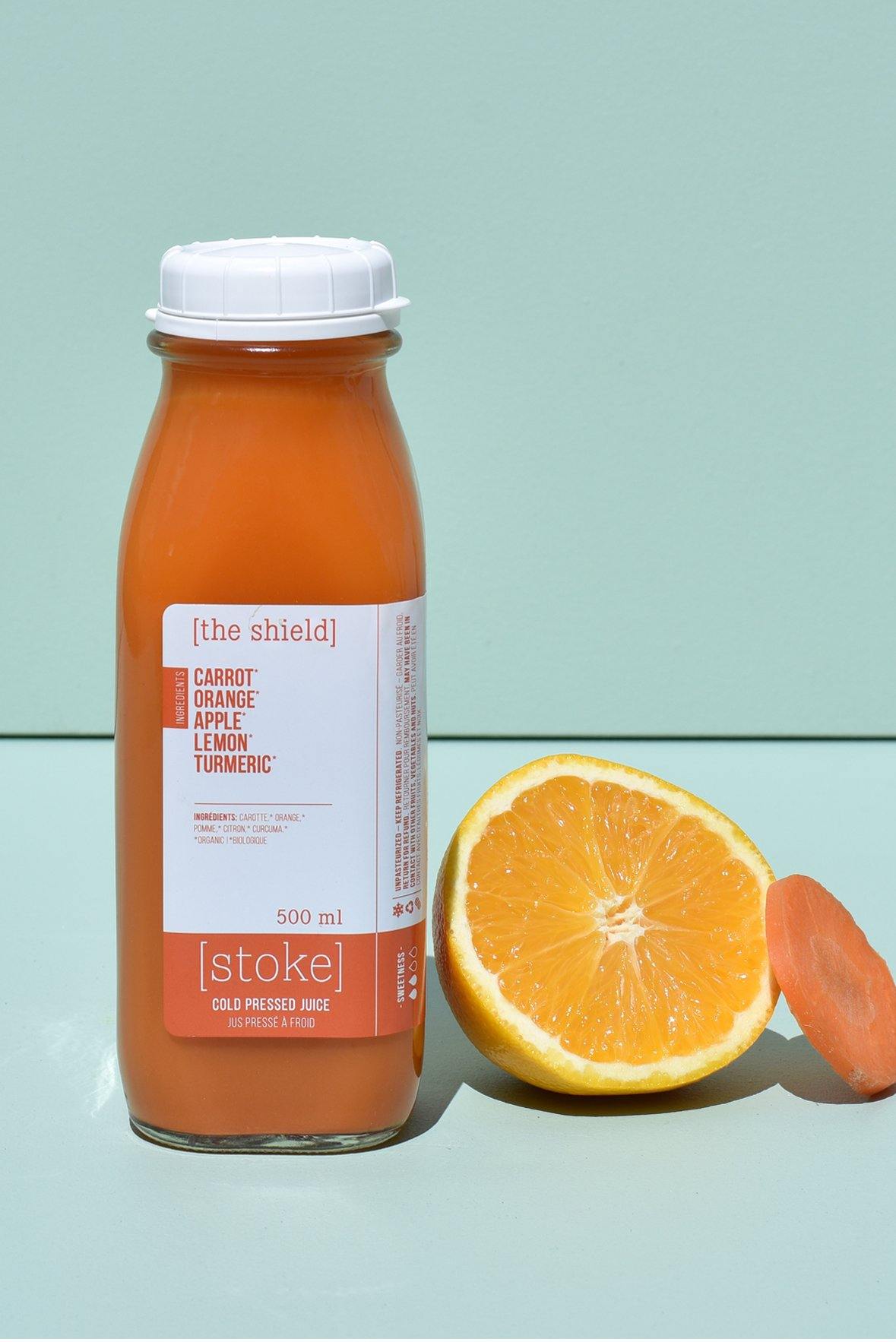[ the shield ] cold pressed juice with carrot and orange