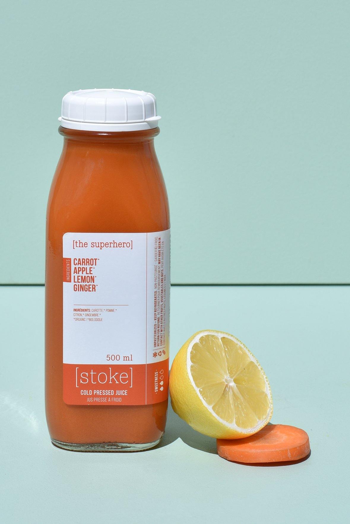 [ the superhero ] cold pressed juice with carrot and apple